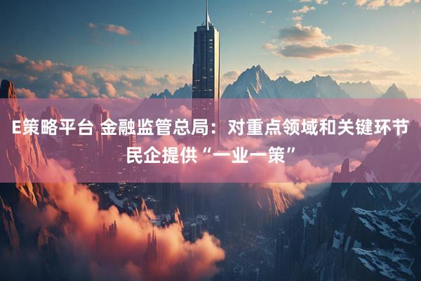 E策略平台 金融监管总局：对重点领域和关键环节民企提供“一业一策”